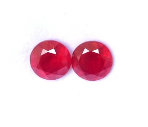 Natural Ruby Round Cut Pair 9 mm 8.14 CTS Faceted Loose Gemstones GF - Picture 1 of 8