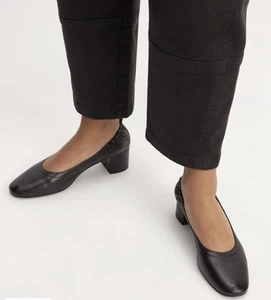Everlane The Day Heel Leather Slip On Block Heels Classic in Black - Picture 1 of 9