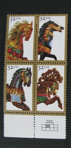 US Stamps 2390-2393 Plate Block Of 4 Carousel Animals MNH OG 25c 1988 - Picture 1 of 1