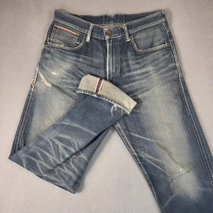Edwin Jeans Mens 31x32 Blue Selvedge Made in Japan 505Z Cinch Back Distressed - Picture 1 of 9