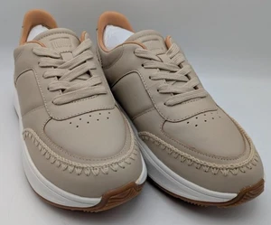 FitFlop Crochet Stitch Leather Flatform Sneakers - Stone Beige UK5 - Imagen 1 de 6