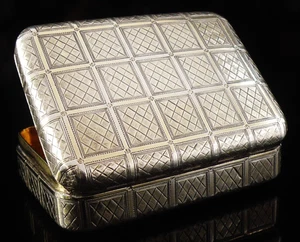 Antigua caja de tabaco de plata de ley, William Parker, Londres 1800 - Imagen 1 de 12