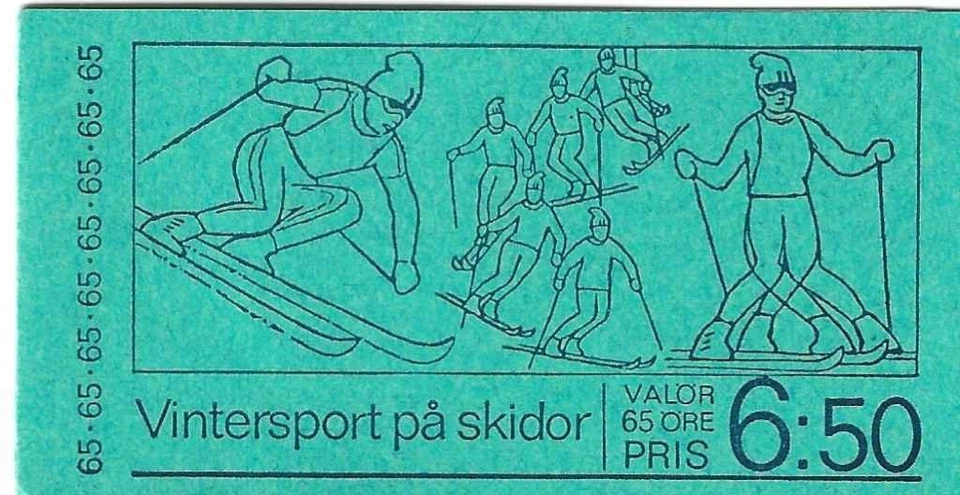 Sweden Stamp Booklet 1974 SC# 1035a ' Skiing ', BP of 10, 2 each #1031-1035 - Image 1 of 3