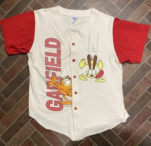 Vintage Garfield Odie Button Up Cotton Baseball Jersey XL Shirt Freeze 1978 USA - Bild 1 von 10