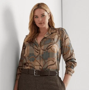Lauren Ralph Lauren kariertes Twill-Hemd mit Gürtelmuster und Knopfleiste Größe 2X - Bild 1 von 14