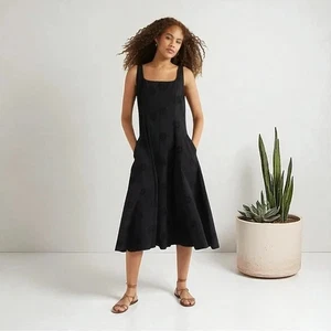 Nicole Miller ärmelloses Baumwoll-Midikleid mit Öseneinsatz in Schwarz Größe Large - Bild 1 von 8