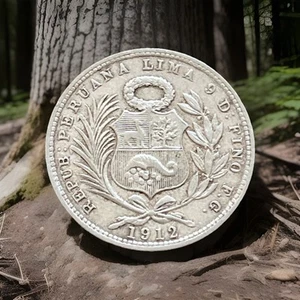 PERU 1912 FG 1/5 DE SOL SILVER VERY NICE CONDITION DG2 - Picture 1 of 3