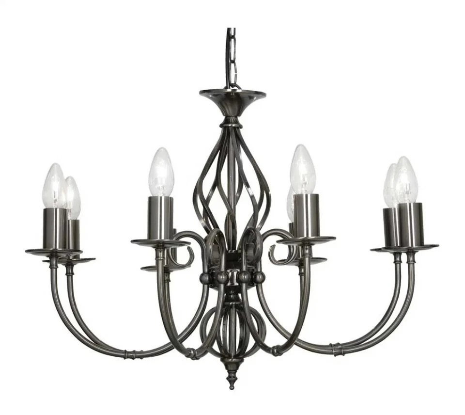 Ceiling Light Silver Tuscany 8 Antique Oaks Lighting 3380/8 AS - Image 1 of 2