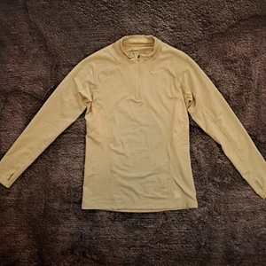 Nike Pro Mens Sweatshirt Fitted Medium Gold Tan Quarter Zip Dri-Fit - Picture 1 of 4