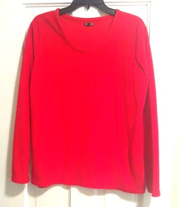 Top marca Hannah rojo polar para mujer XL manga larga cuello redondo súper suave usado en excelente estado - Imagen 1 de 6