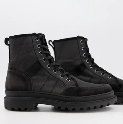 Botas con cordones ALLSAINTS de gamuza/textil de combate militar para hombre EU 43 -Negras Foto 1 de 4