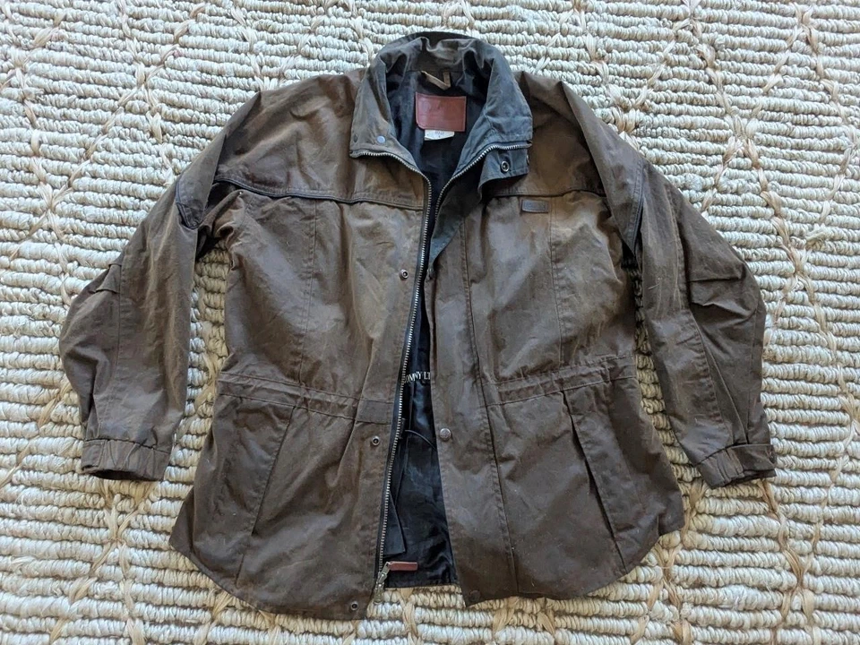 vintage WAXED COTTON coat S brown PATINA oilskin AUSTRALIAN OUTBACK brown - Image 1 of 4