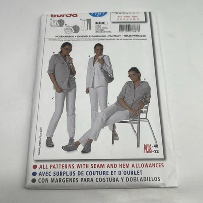 Burda Pattern #7787 Jacket Pants Shirt Pantsuit Womans Size 10 - 22 - Image 1 of 4