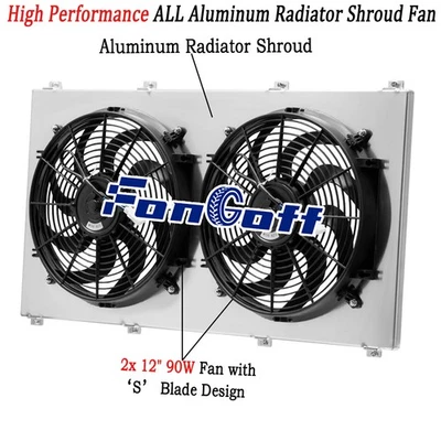 Aluiminum Radiator Shroud Fans For Chevy Express GMC Savana 2500 3500 AT 2004-16 - Image 1 of 4