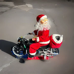 Música navideña animada 20 pulgadas motocicleta Santa luces y música -Funciona - Imagen 1 de 4