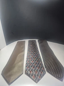 3er Set Zianetti Krawatten Herren Italienische Seide Kollektion: GOLD, GRAU/ROT, SCHWARZ/BRAUN - Bild 1 von 9