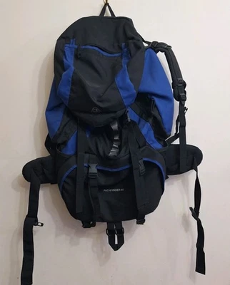 Eurohike Pathfinder Backpack 65 Litre Black And Blue Hiking Camping Rucksack  - Image 1 of 4