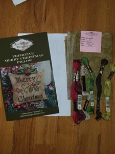 Abby Rose Designs Primitive Merry Christmas Pillow Cross Stitch Kit Brash 40ct - Picture 1 of 9