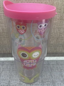 Tervis Becher 24 Unzen Eulen mit rosa Deckel bunt Cartoon Eule - Bild 1 von 6