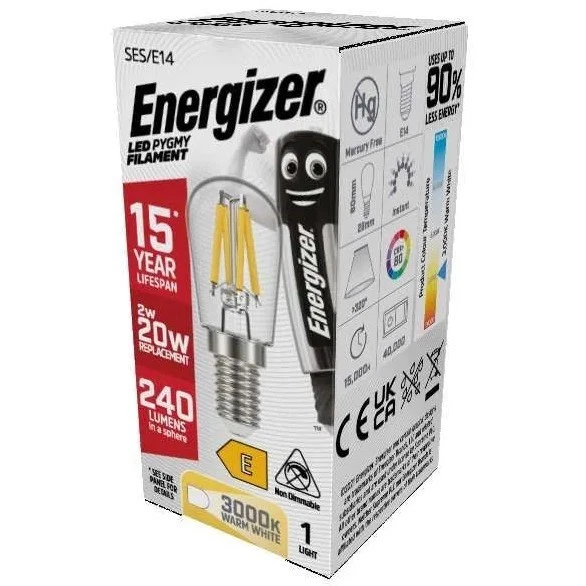 Energizer Filament LED Pygmy E14 2W 240lm Warm White 25W Equivalent Bulb - Image 1 of 1