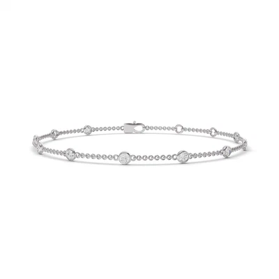 14K White Gold 0.25Ct Round Lab Grown Diamond Station Bracelet - Image 1 of 2