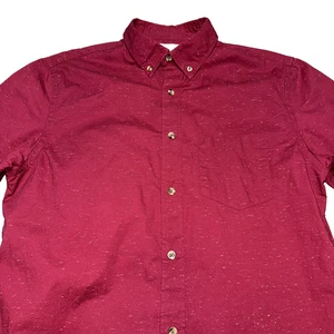 Camisa Antigua Azul Marino Para Hombres Mediana Roja Manga Corta Calce Ajustado Botones Informal Bolsillo - Imagen 1 de 6