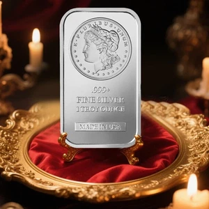 Lingotto argento americano Morgan 1 oz non circolato 999. argento fine - Foto 1 di 11