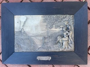 Antique Bronze Spelter Relief Plaque of Romantic Man Woman Heildelberg Germany - Picture 1 of 7