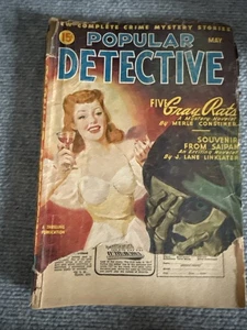 Popular Detective Mayo 1947 Revista Pulpa Parca Calavera Cubierta De Colección Crimen Difícil de Encontrar - Imagen 1 de 8