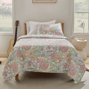 SLEEP ZONE Kids Twin Quilt Set 68x86 inch with 1 Pillow Sham - Reversible Coo... - Picture 1 of 6