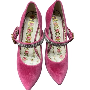 Auténticos zapatos de tacón de terciopelo con estrás rosa GUCCI EU38.5/US8.5 - Imagen 1 de 7