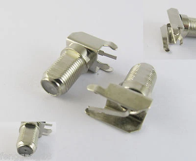 F Female Jack Right Angle Solder For PC Board PCB Mount Receptacle RF Connector - Image 1 of 4