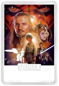 2018 Niue, $2 Star Wars The Phantom Menace, póster de película moneda de plata - Imagen 1 de 4