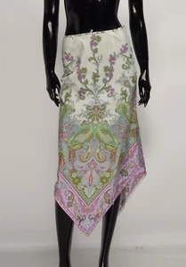 Definitions Y2K Boho Asymmetrical Paisley Multicolor Midi Skirt Size 10 - Picture 1 of 10