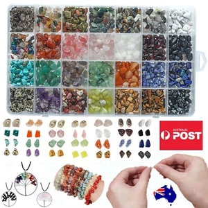 15/28 Kinds of Drilled Natural Gemstone Chips Beads DIY Jewelry Making Kit Pack - Picture 1 of 13