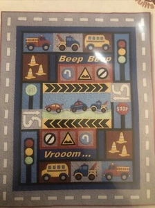 Kids Quilts Traffic Jam 61.5 X 79" Single Bed Quilt Pattern Pieces - Picture 1 of 3