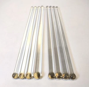 Glass Swizzle Stick Set of 8 Cocktail Stirrers 6" Clear w Beige Tips - Picture 1 of 8