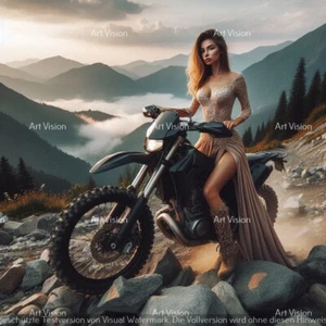 Motorrad - Frau fährt in die Oper - Original auf Leinwand 60x60cm 2024 - Bild 1 von 1