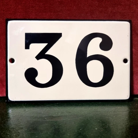 Vintage Fench enamel house sign number 36 for mailbox , door , wall , entry Cover