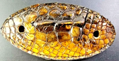 Pele de jacaré marrom feita à mão HAIR BARRETTE SLIDE PIN STICK pele de jacaré genuína - Imagem 1 de 4