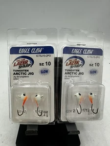 2x Eagle Claw Tungsten Artic Jig 1/12oz Pearl Orange Glow Size 10 - Picture 1 of 5