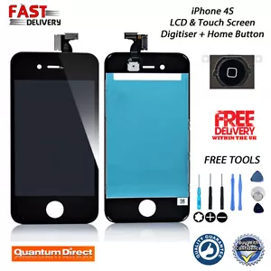 NEW iPhone 4S Replacement Retina LCD Digitiser Touch Screen w/Tools - BLACK - Picture 1 of 3