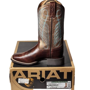 Botas occidentales Ariat para mujer 6B punta cuadrada redondeada 10016317 cuero marrón bronce - Imagen 1 de 23