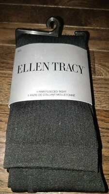 NWT Ellen Tracy Women's Fleeced Tights Size M/L Black Textured Lines - Image 1 of 4