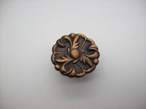 French Copper Flower Cabinet Knob Drawer Pull, 1960, R.D.C.A., Patd 1885 09 - Picture 1 of 12