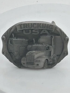 Fibbia cintura vintage C&J camion USA 1988 80s 1157 semi camion smalto nero  - Foto 1 di 8