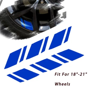 Blue For 18" - 21" Wheels Wheel Rim Vinyl Decal Sticker Hash Mark Stripe Overlay - Picture 1 of 4