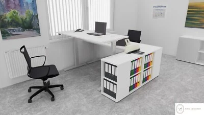 Doppelarbeitsplatz Starter Kit: 2x Schreibtisch elektromotorisch + 2x Aktenregal - Bild 1 von 4