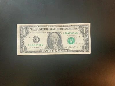 2006 $1 DOLLAR BILL G78444445E fancy serial number - Image 1 of 4