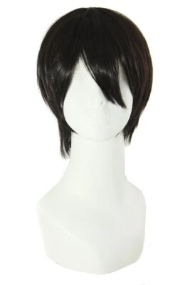 12 Inch / 30 cm Men Short Straight Wig Cosplay Costume Wig Black - Image 1 of 4